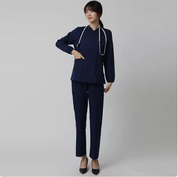 医療用ユニフォーム 男女兼用 半袖 スクラブ 上下セット 吸汗速乾 Vネック 看護師 医師 白衣 手術着 作業着 綿混(x2)