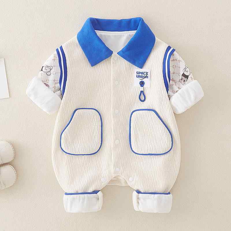 ・カテゴリ: ロンパース・主な素材: 綿95%・対象年齢: 新生児 (0〜1歳)・性別: ユニセックス・袖丈: 長袖・厚さ: 普通・留め具: シングルボタン・スタイル: 韓国風・種類: ロンパース・カラー: ブルー・サイズ展開: 66cm、73cm、80cm、90cm