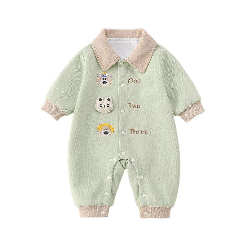 ロンパース 新生児 ベビー 男の子 女の子 肌に優しい 縫い目なし A類安全基準 綿 コットン 長袖 前開き おしゃれ カジュアル 外出着 普段着 ルームウェア 春秋 カバーオール つなぎ ベージュ グリーン 60 70 80 90