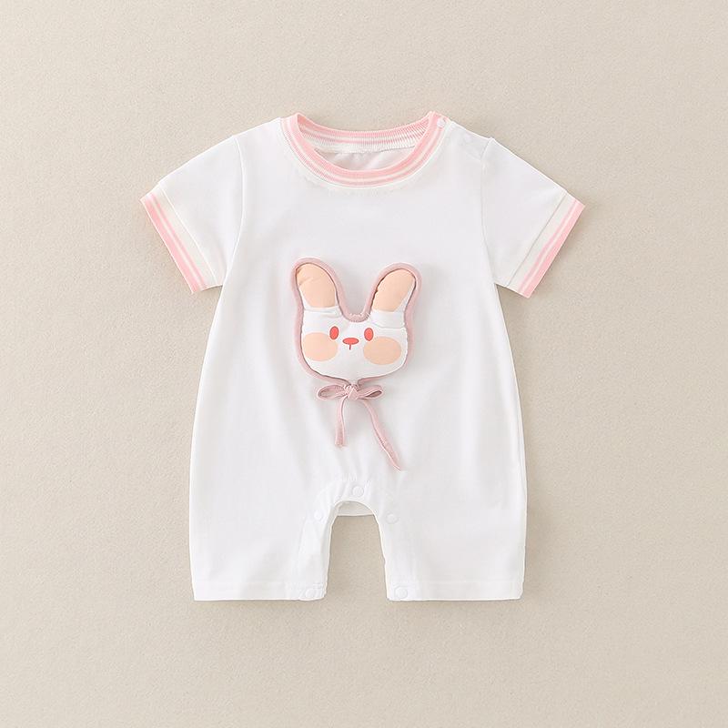 ロンパース ベビー 女の子 夏服 綿100% 薄手 半袖 前開き スナップボタン かわいい 快適 肌に優しい 赤ちゃん 1歳 2歳 3歳 乳幼児 普段着 お出かけ着