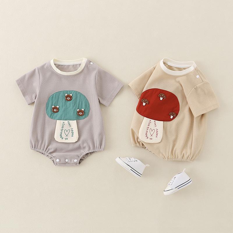 ベビー ロンパース 男女兼用 新生児 乳幼児 コットン 綿素材 薄手 半袖 夏 快適 カジュアル 韓国風 か..