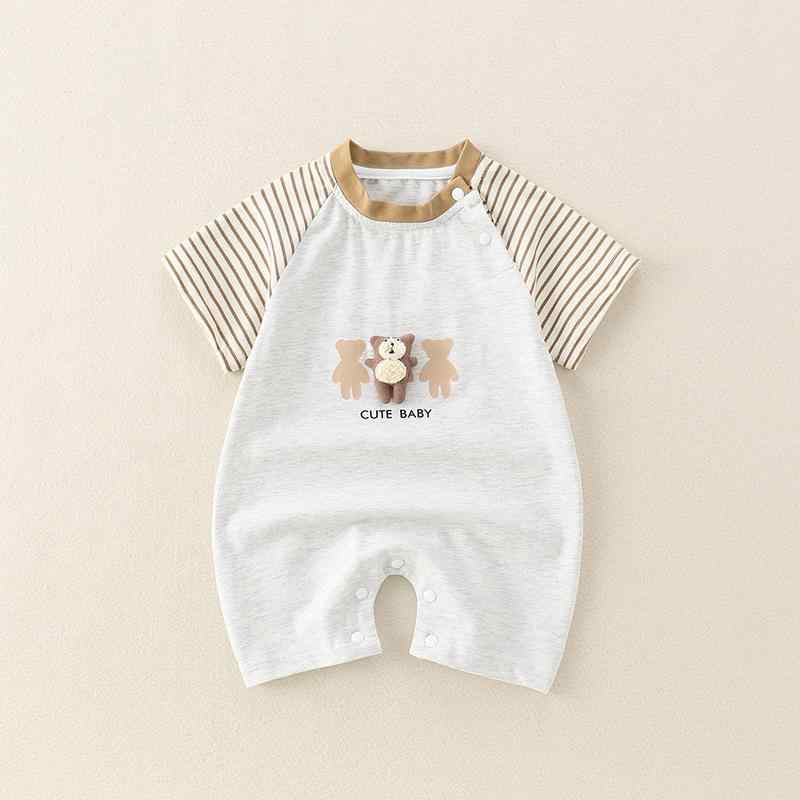ベビー ロンパース カバーオール 女の子 A類 綿100% 薄手 縫い目なし 快適 かわいい 半袖 ショートパンツ パジャマ 部屋着 韓国風 カジュアル 春夏 くま いぬ アニマル柄