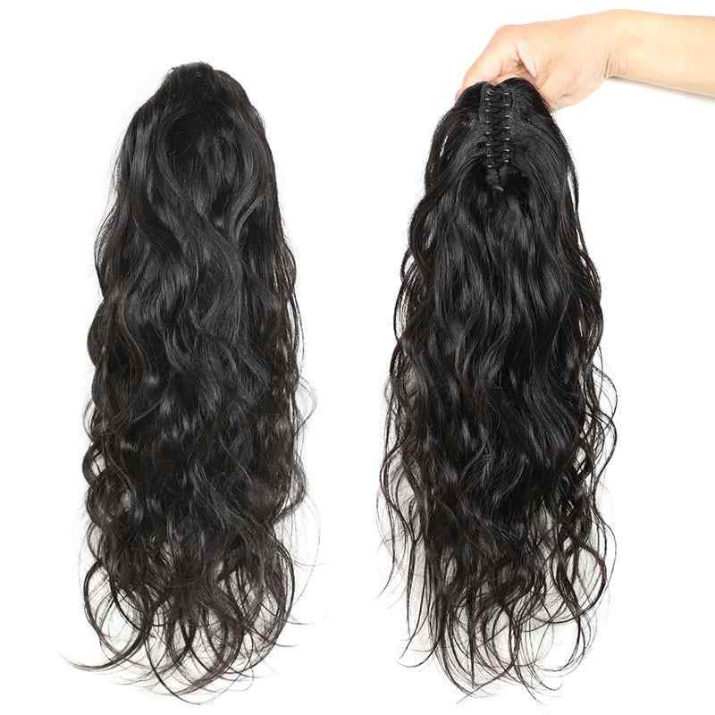 Wigs - ポニーテールウィッグ 人毛 クリップ式 ボディウェーブ 染め可能 パーマ可能 自然な仕上がり 日常使い イメチェン 結婚式 パーティー