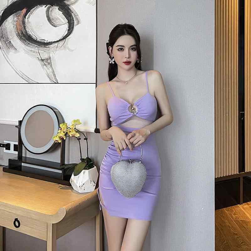 ワンピース レディース セクシー Vネック バックオープン タイト ミニ丈 キャミソール ノースリーブ エレガント 切り替え パーティー ドレス ポリエステル