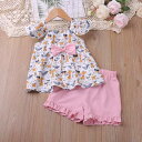 キッズ ガールズ キャラクター 半袖 セットアップ 綿100% 夏服 柔らかい 肌触り良い ショートパンツ 上下セット 韓国子供服 普段着 部屋着