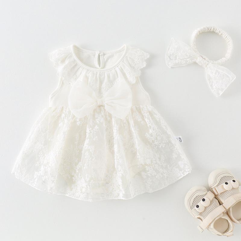 ロンパース 女の子 新生児 ベビー 薄手 ノースリーブ コットン100% A類基準 肌に優しい 春夏 プリンセスドレス風 お出かけ着 吸汗速乾 かわいい