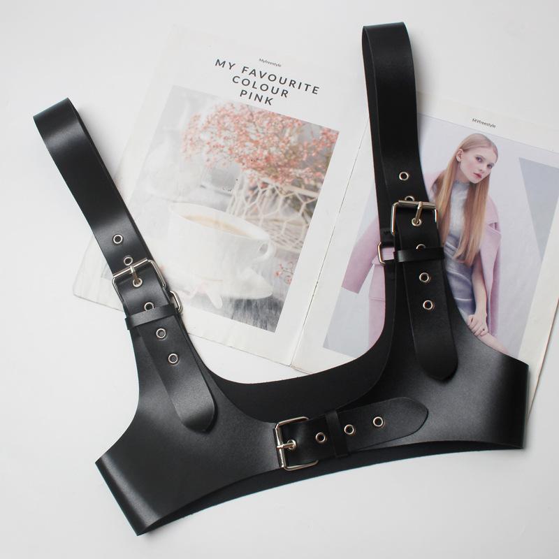 コルセット レディース フレンチ レトロ 個性的 サスペンダー付き ベスト風 PUレザー ウエストマークベ..