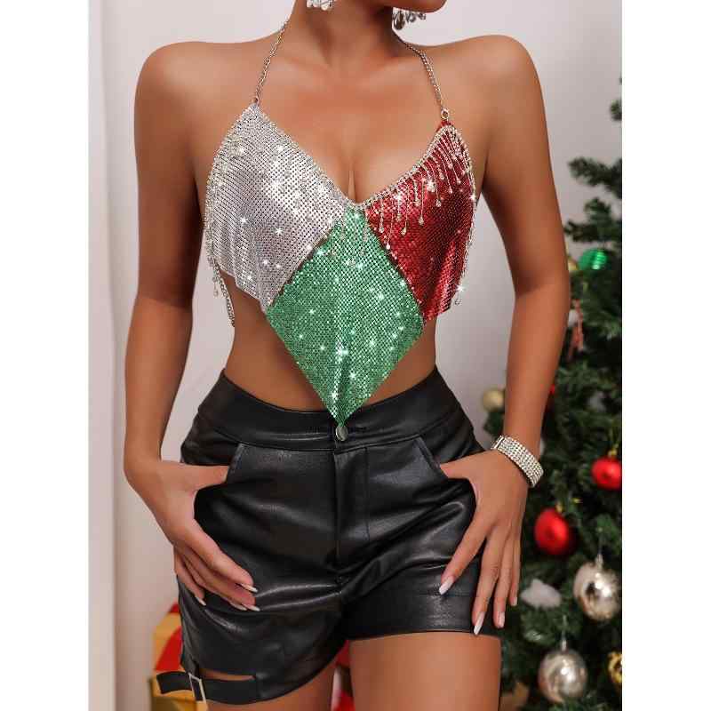 ビスチェ レディース セクシー スパンコール 切り替え キャミソール ストラップ取外し可 クリスマス パーティー イベント 二次会 お呼ばれ 大人セクシー タイトフィット