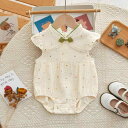 ロンパース 女の子 ベビー服 半袖 夏用 中国風 新生児 赤ちゃん 薄手 綿 コットン ボディスーツ アプリコット 0-1歳 肌に優しい カバーオール