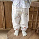 キッズ ベビー 幼児用 ロングパンツ 夏用 接触冷感 虫よけ 冷房対策 薄手 軽量 竹繊維 綿混 ウエストゴム バルーンパンツ パンダ 小鳥柄 部屋着 カジュアル