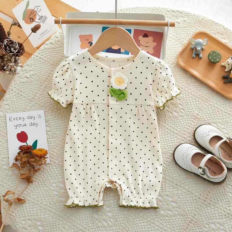 ロンパース 女の子 ベビー服 新生児 前開きボタン 半袖 薄手 リブ素材 コットン 吸汗速乾 通気性 春夏用 赤ちゃん カバーオール オールインワン ルームウェア 部屋着 アプリコットカラー かわいい カジュアル