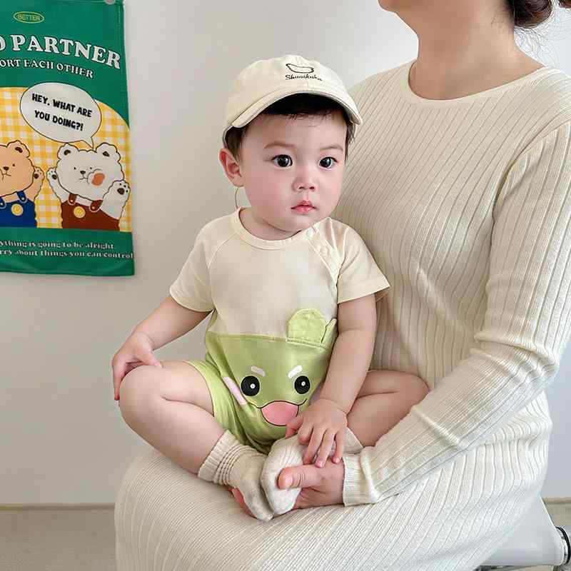 ベビー ロンパース ユニセックス 新生児 男の子 女の子 やわらか コットン 半袖 薄手 韓国風 お出かけ..