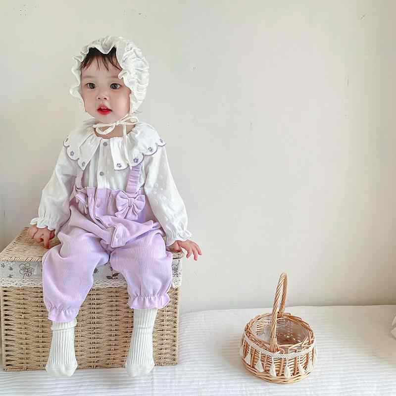 ロンパース 女の子 ベビー 襟付き 前開き 長袖 綿 コットン 春秋 新生児 0歳 1歳 カジュアルウェア 普..