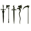 かんざし レディース ゴシック ダーク系 クラシック レトロ おしゃれ 斧 剣 十字剣 武士モチーフ 龍 ユニーク メタル製 電気メッキ加工 ヘアクリップ 髪飾り 秋冬