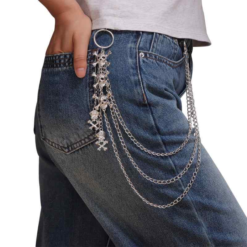 パンツチェーン メンズ レディース スカル レイヤード ゴシック 個性的 クール メタル ウエストチェーン ストリート ファッション