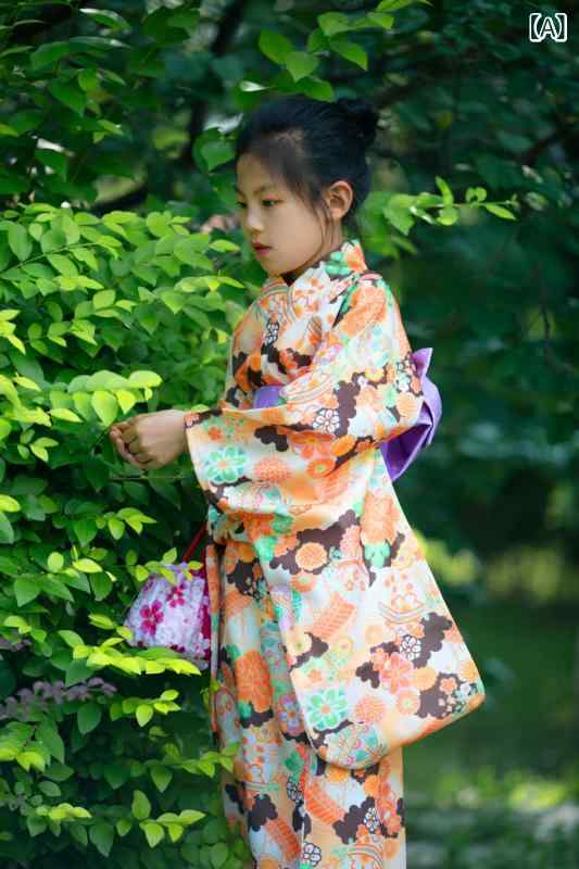 着物 キッズ 女の子 和風 アイロン不要 ポリエステル製 浴衣 振袖 フォーマル 発表会 舞台 衣装 ダンス パフォーマンス セット 小学生 中学生 中大童向け お祭り 七五三