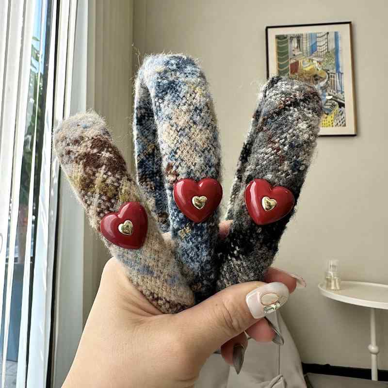 カチューシャ レディース ツイード 布製 シンプル ボリュームアップ 小顔効果 洗顔 お出かけ デイリーユース フレンチレトロ(x2)