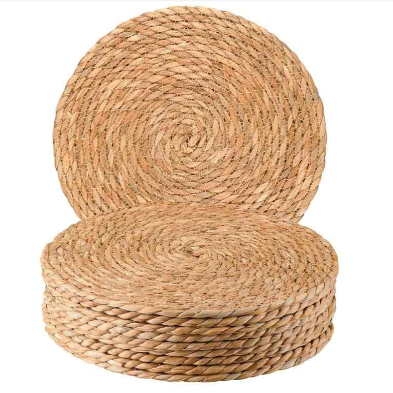 ランチョンマット おしゃれ 耐熱 断熱 い草編み 厚手 円形 シンプル ナチュラル 北欧風 コースター 鍋敷き 食卓マット テーブルマット(x2)