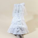 犬用ドレス 小型犬 子犬 春夏 ウェディング 結婚式 プリンセス風 かわいい エレガント レース リボン ベール 白 フォーマル セレモニー 記念撮影 お祝い ...