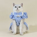 犬服 小型犬用 リードフック付き コットン100% プリンセスドレス 蝶ネクタイ フリル袖 チェック柄 花柄 ワンピース お散歩 かわいい おしゃれ チワワ ト...