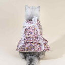 犬服 小型犬 猫用 プリンセス風 リボン 小花柄 ワンピース ドレス 春夏 ピンク コットン 綿素材 二足 ペットウェア