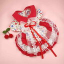 ペット用 プリンセスワンピース 犬 猫 ロリータ風 花柄 かわいい 華やか 快適 コットン 綿製 クリスマス お正月 年末年始 イベント 小型犬 中型犬用(x2...