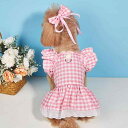 ペットウェア 女の子用 犬用ウェア 猫用ウェア チェック柄 ワンピース ドレス イギリス風 かわいい おしゃれ 快適 ポリエステル 小型犬 中型犬 子猫向け お...