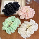 ヘアクリップ レディース 大きめ 多層 リボン バンスクリップ オーガンジー 韓国風 上品 ボリュームアップ 後頭部 まとめ髪 アップスタイル ハンドメイド 髪飾り