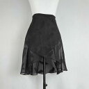 ダンススカート レディース 黒色 フェザー 羽付き ラップスカート 紐結び バレエ ダンス練習着 発表会 舞台衣装 日常使い 大人向け ロング丈 ミモレ丈