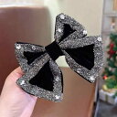 ヘアアクセサリー レディース 秋冬 ベルベット リボン きらきら ハンドメイド エレガント 韓国風 ブラック バレッタ おしゃれ 万能 髪飾り