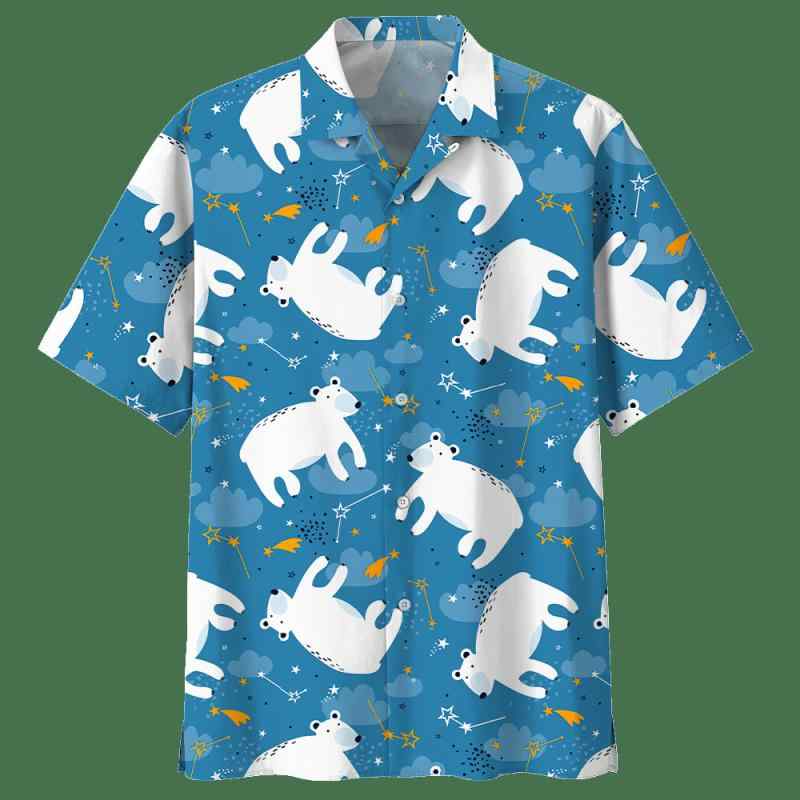 シャツ メンズ 半袖 オープンカラー ホッキョクグマ パンダ アニマル柄 3Dプリント 総柄 ゆったり スト..