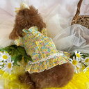 犬服 小型犬用 マルチーズ テディ 女の子向け コットン 綿混 小花柄 リボン 立ち襟 ワンピース 春夏 おしゃれ お散歩 お出かけ ドッグウェア