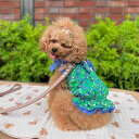 ペットウェア 小型犬 女の子 花柄 リボン 立ち襟 コットン かわいい ベスト風ワンピース 春夏 お散歩 お出かけ おしゃれ 普段着 マルチーズ トイプードル