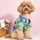 ペットウェア 春夏 ビーチリゾート風 シャツ 猫犬用 パームリーフ柄 総柄 おしゃれ インスタ風 小型犬 中型犬用 ポリエステル製 薄手