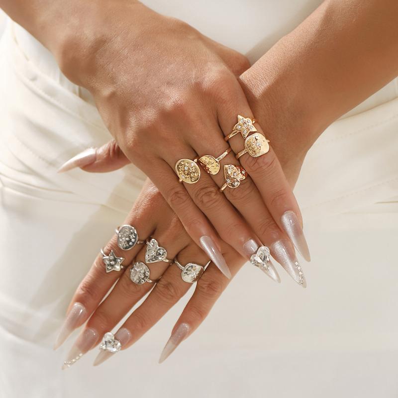 指輪 レディース 電気メッキ加工 オープンリング 幾何学デザイン ライトラグジュアリー 個性的 繊細 フ..