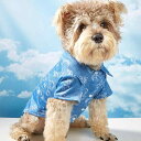 犬服 猫服 デニム風 くまプリント 襟付きシャツ 夏用 薄手 軽量 ポリエステル素材 お散歩 お出かけ かわいい SNS映え 犬猫兼用 ペットウェア 小型犬 中...
