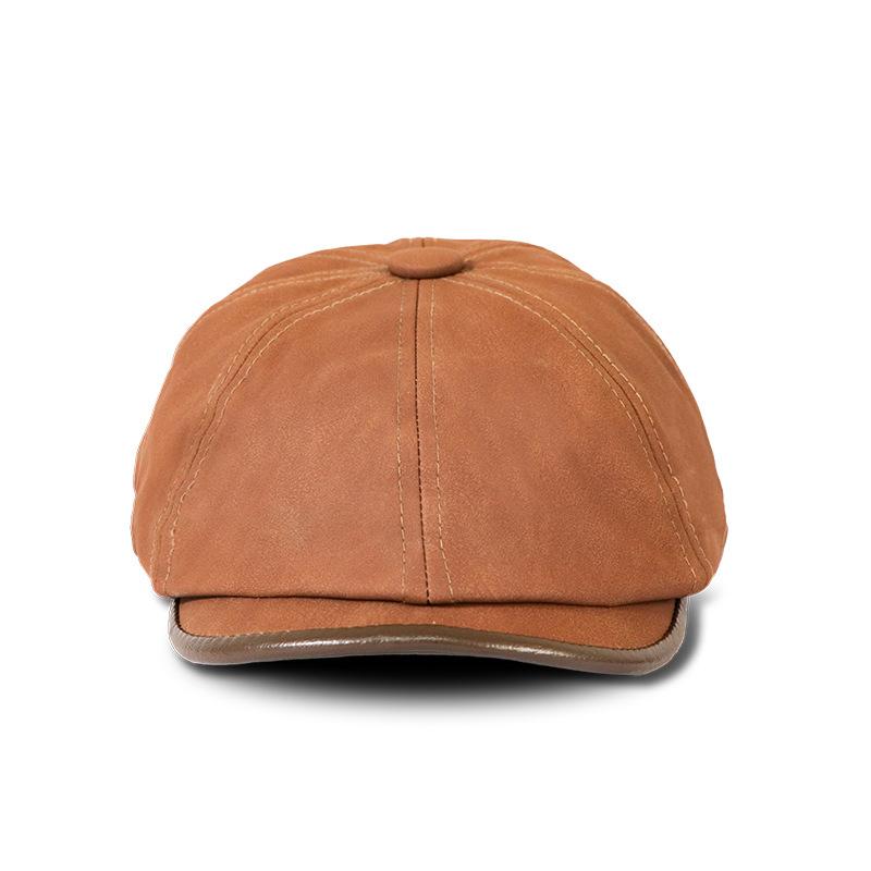 キャスケット メンズ レディース PUレザー 無地 レトロ 短いつば ブリティッシュスタイル カジュアル ..
