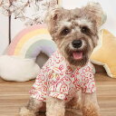 ペット服 犬猫兼用 お散歩 お出かけ 部屋着に最適 かわいい ピンク ひまわり柄 手書き風イラスト SNS風 おしゃれ ポリエステル素材 通気性抜群 動きやすい...