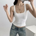 キャミソール レディース スリムフィット 細肩ストラップ クロップド丈 ウエストシェイプ 甘辛スタイル 春夏新作 欧米風 着回し 万能