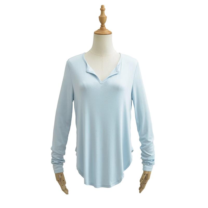 Tシャツ レディース Vネック 長袖 UVカット 接触冷感 ゆったり ルーズフィット 欧米風 カジュアル 薄手 春夏 ニットトップス プルオーバー 無地 レーヨン混