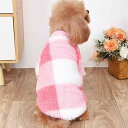 ペットウェア 犬猫兼用 秋冬 保温 フリース あったか素材 チェック柄 トレーナー スウェット 犬服 猫服 ピンク 小型犬 中型犬 室内 お散歩 おしゃれ かわ...