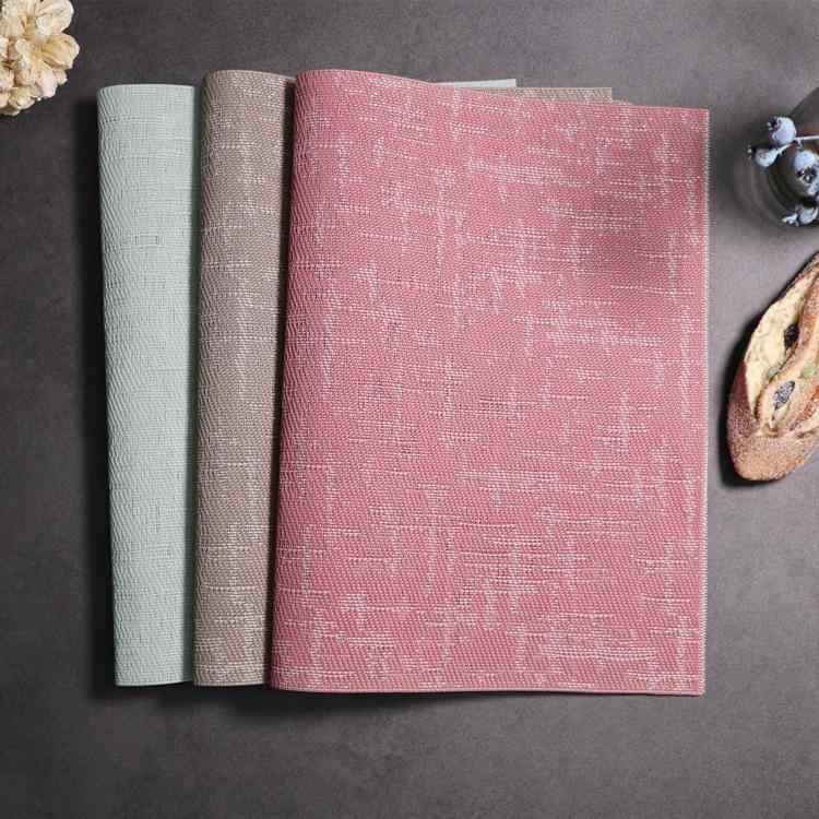 ランチョンマット PVC製 テスリン素材 撥水加工 防水 耐熱性 拭き取りやすい お手入れ簡単 編み込みデザイン リネン調 アメリカンスタイル 無地 食卓 テーブルマット(x10)