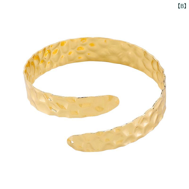 モズラボのバングル 欧米風 レトロ 波型 凹凸デザイン 個性的 おしゃれ シンプルデザイン メタル製 電気メッキ加工 オープンタイプ 通勤スタイル カジュアル｜アングル3