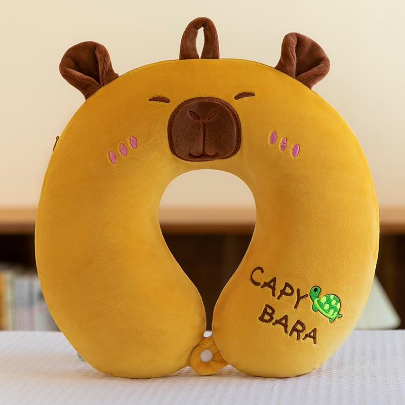 U字型枕 旅行用 オフィス 飛行機 低反発 メモリーフォーム ネックピロー 首まくら 首サポート クッション かわいい キャラクターデザイン ソフトタッチ