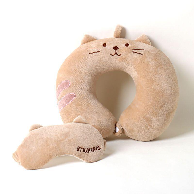 U字枕 ネックピロー 首サポート 頸椎サポート かわいい アニマル柄 コットン製 柔らかい 車内用 旅行用 昼寝枕 快適 携帯便利 男女兼用