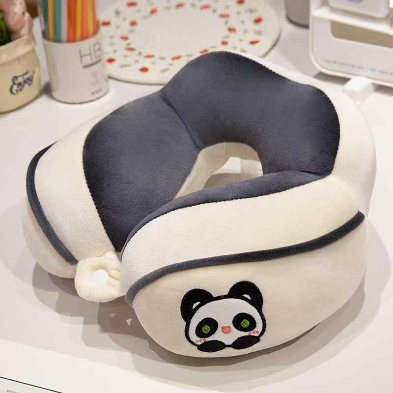 ネックピロー U字型 首サポート 綿入り やわらか かわいい アニマル柄 旅行 機内 オフィス 車中泊 昼寝 仮眠用 携帯枕