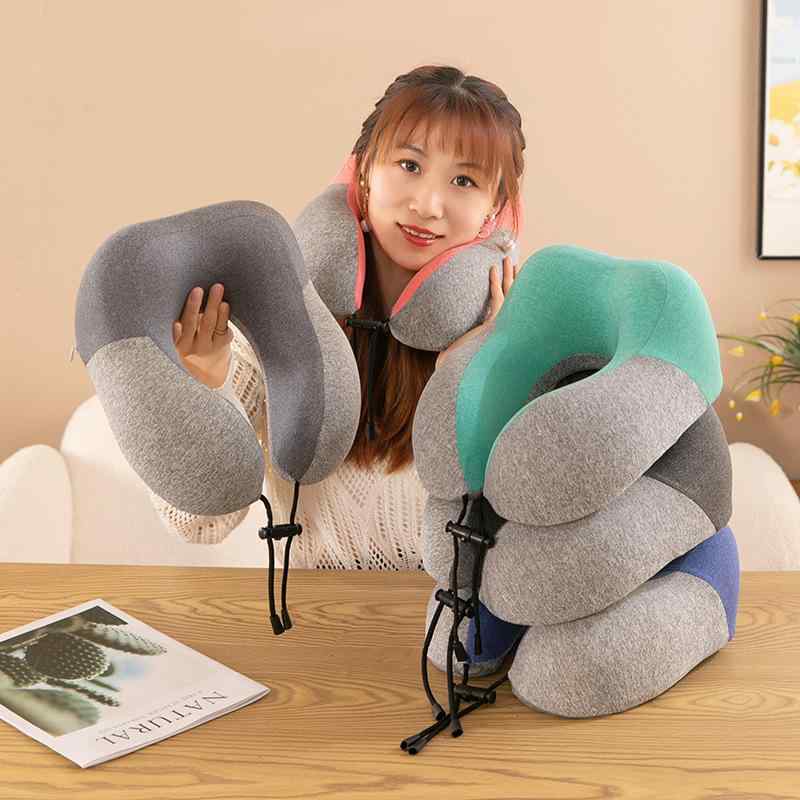 U字型枕 ユニセックス 大人 子供用 低反発 携帯用 旅行用 出張 ビジネス 仕事用 洗える カバー取り外し可能 頸椎サポート ネックピロー
