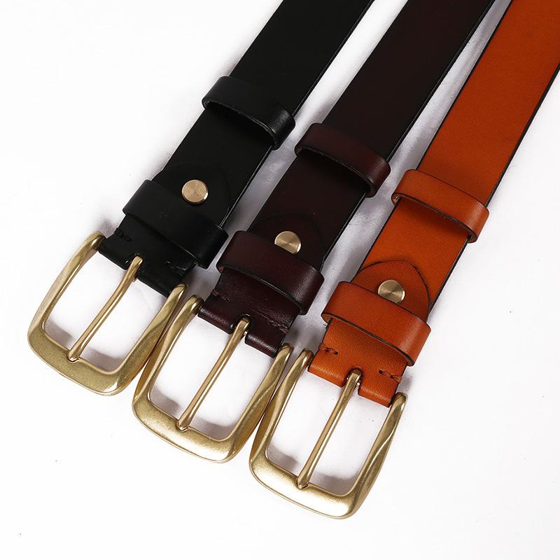 ベルト メンズ 本革 牛革 一枚革 銅バックル ピンバックル ビジネス カジュアル フォーマル スーツ 通..