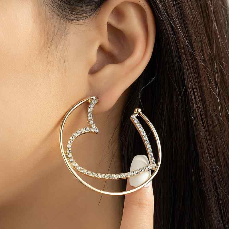 ピアス レディース 合金製 電気メッキ加工 ジルコニア 欠けデザイン ハートモチーフ 欧米風 大ぶり 個性的 パーティー 結婚式 二次会 ドレスアップ 韓国ファッション