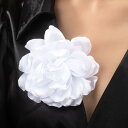 ブローチ レディース 高品質 上品 サテン シフォン フラワーモチーフ コサージュ レトロ フレンチスタイル 立体的 合金製 電気メッキ加工 ホワイト フォーマル カジュアル アクセサリー(x2)